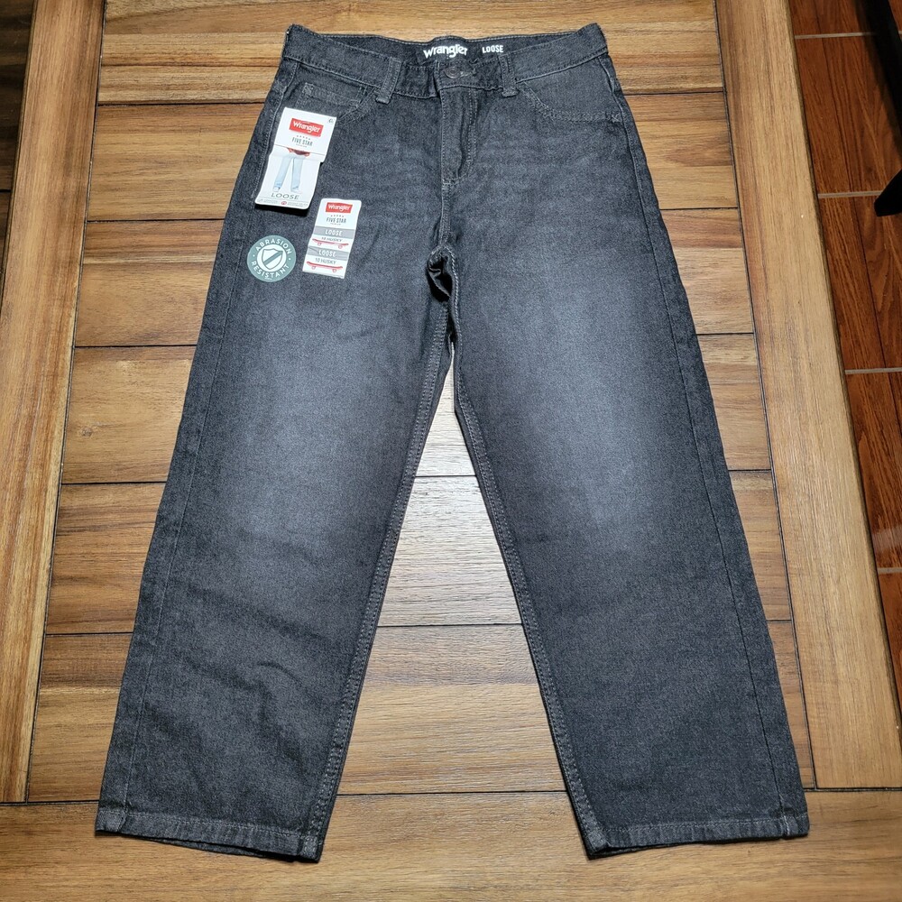 Wrangler Loose Fit Black Denim Jeans Abrasion Resistant - Size 10 Husky NWT